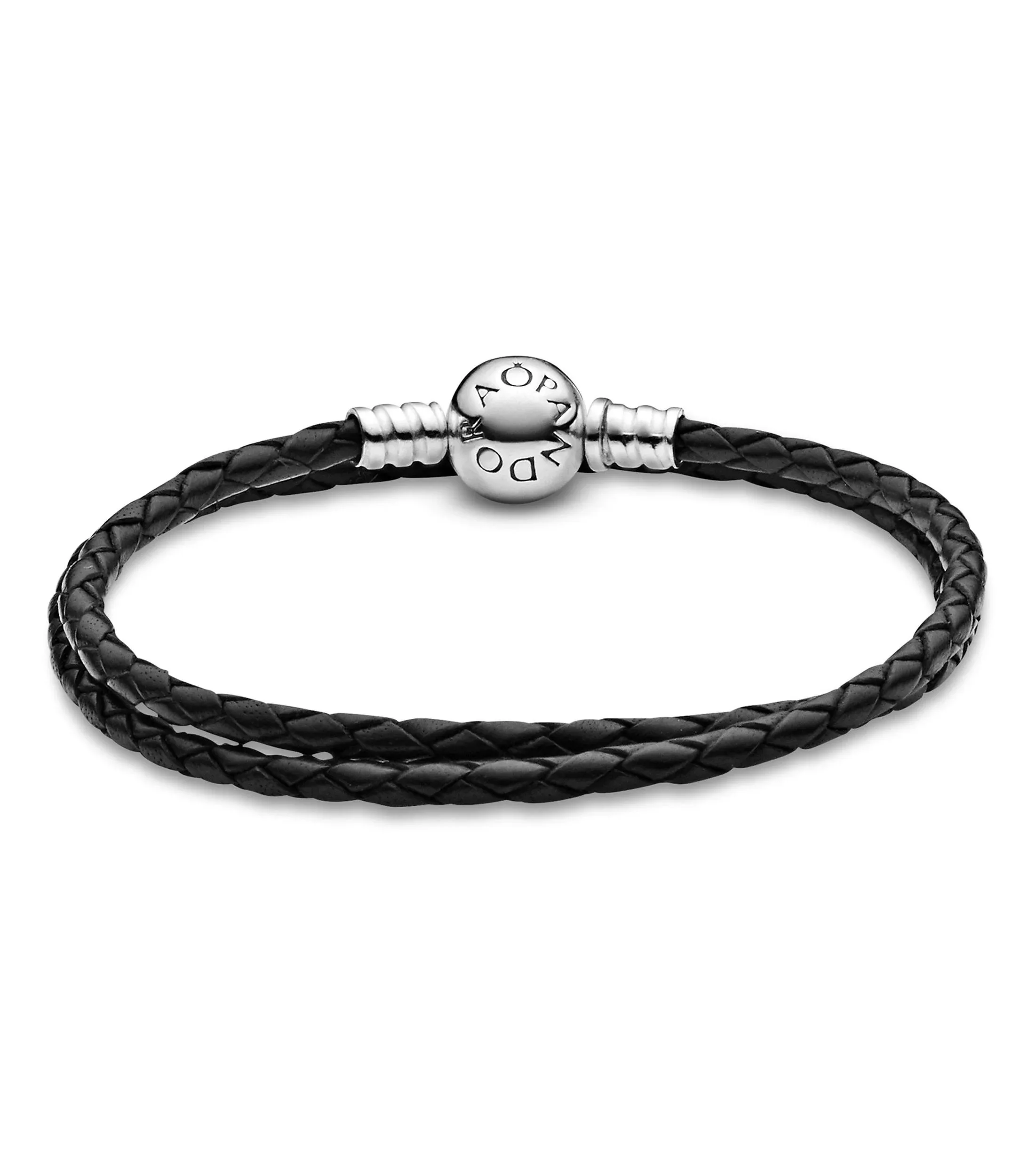 Pandora Moments Double Black Leather Bracelet