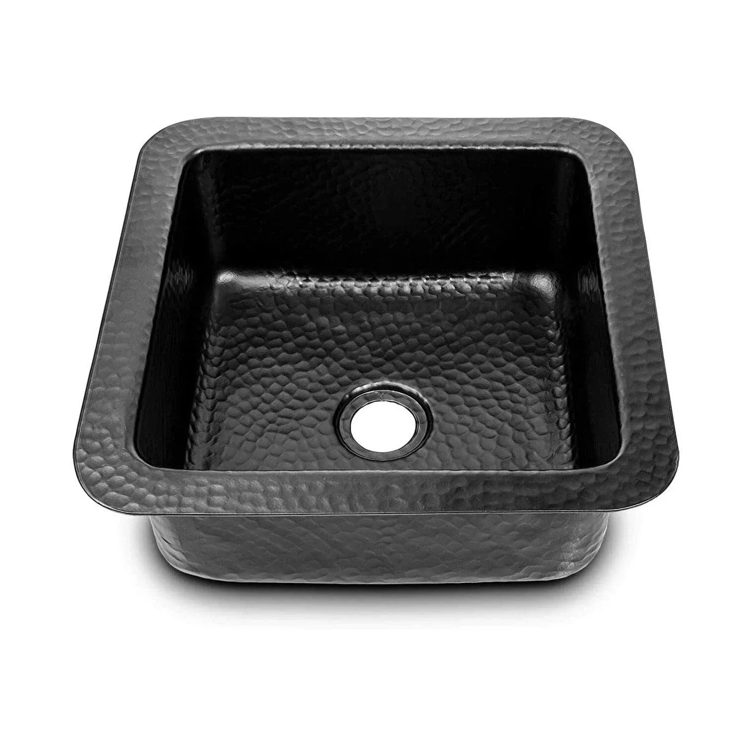 Hand Hammered 12 inch Glasgow Dual Mount Square Bar Sink - Matte Black