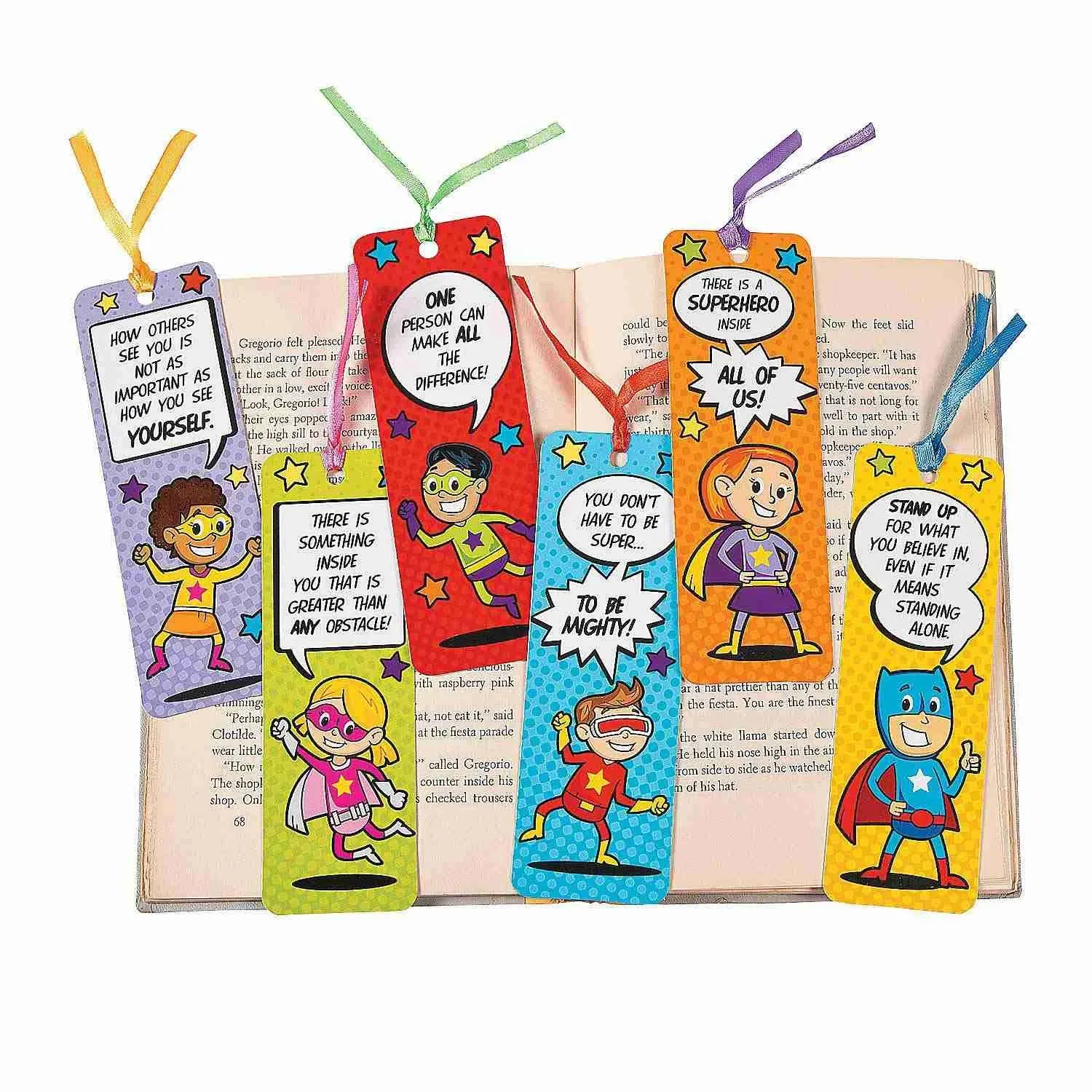 Laminated Superhero Bookmarks, Classroom Supplies, Party Favors, 48 Pieces