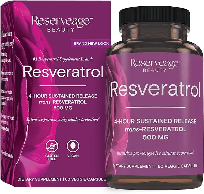 Reserveage Nutrition, Resveratrol, Trans-Resveratrol, 500 mg, 60 Veggie Capsules