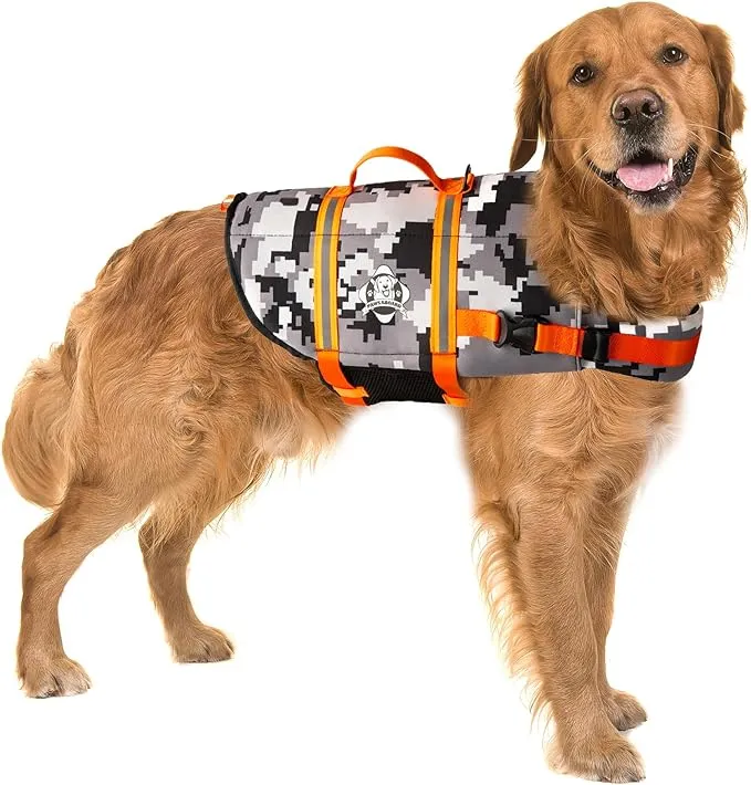 Paws Aboard Dog Life Jacket - Keep Your Canine Safe with a Nylon Life Vest - Designer Life Jackets - Perfect for Swimming and Boating - Nautical Dog, Large