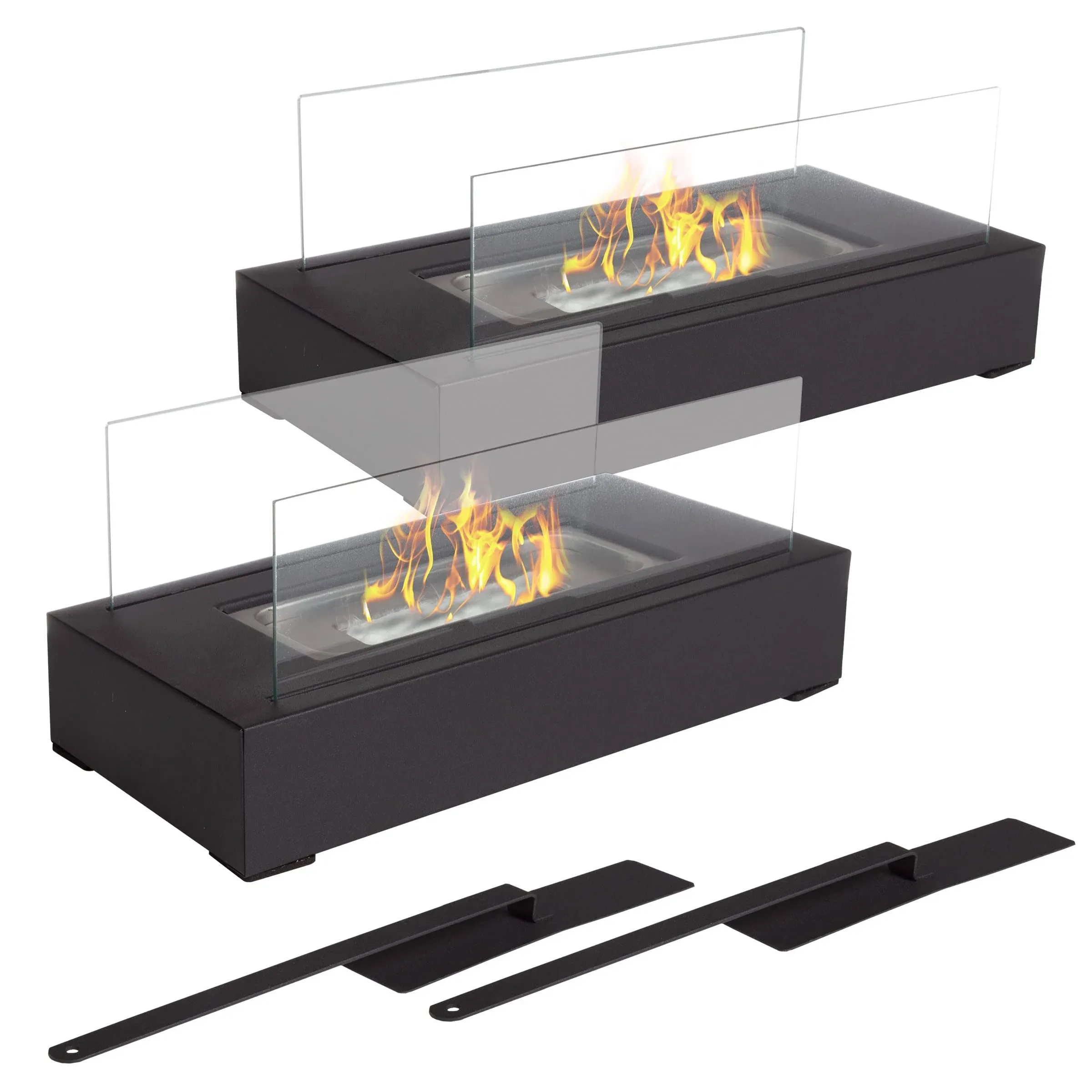 2 Bio Ethanol Tabletop Set Indoor or Outdoor Smokeless Portable Fireplace - Contemporary - Tabletop Fireplaces - by Trademark Global | Houzz