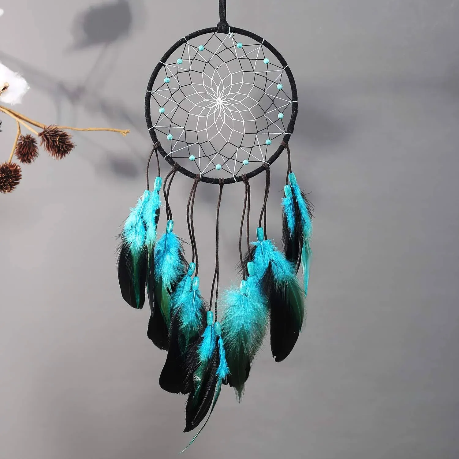 TEESHLY Dream Catcher with Bicolor Mesh, Handmade Dark Tone Dreamcatcher with ...