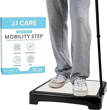 JJ Care Step Stool for Seniors - Anti-Slip Portable Step Riser, Indoor & Outdoor Handicap Steps for Elderly, Portable Short Step Support for Adults & Elderly with 397 lbs. Capacity