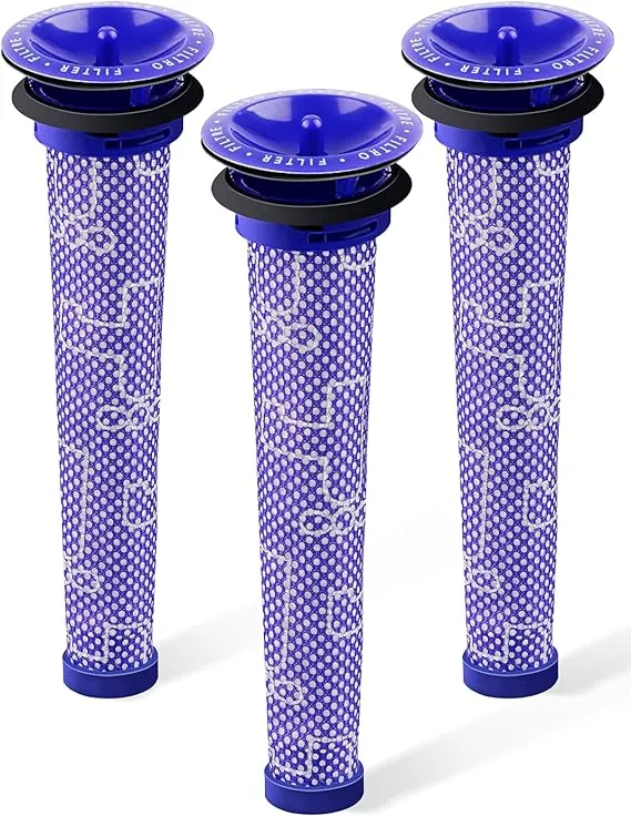 3Pack Replacement Pre Filters for Dyson - Vacuum Filter Compatible Dyson V6 V7 V8 DC59 DC58 Replaces Part 965661 01 (3 Pack)