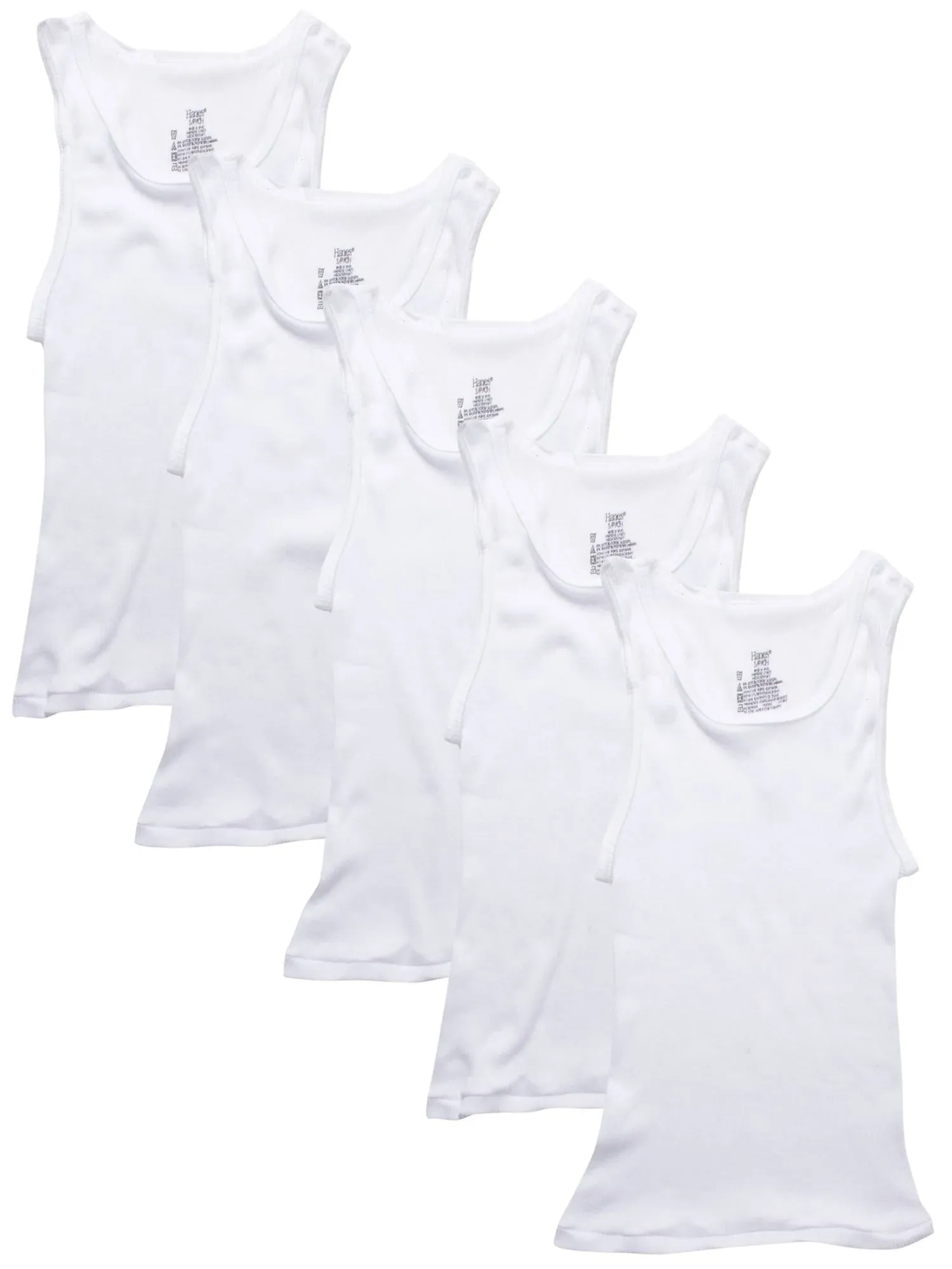 Hanes Boys 5 Pack White Tagless Tanks Undershirts Size XL NEW B89