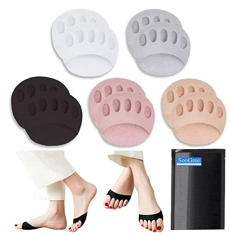 SooGree Ball of Foot Cushions (5Pairs) - Metatarsal Pads Invisible Socks for ...