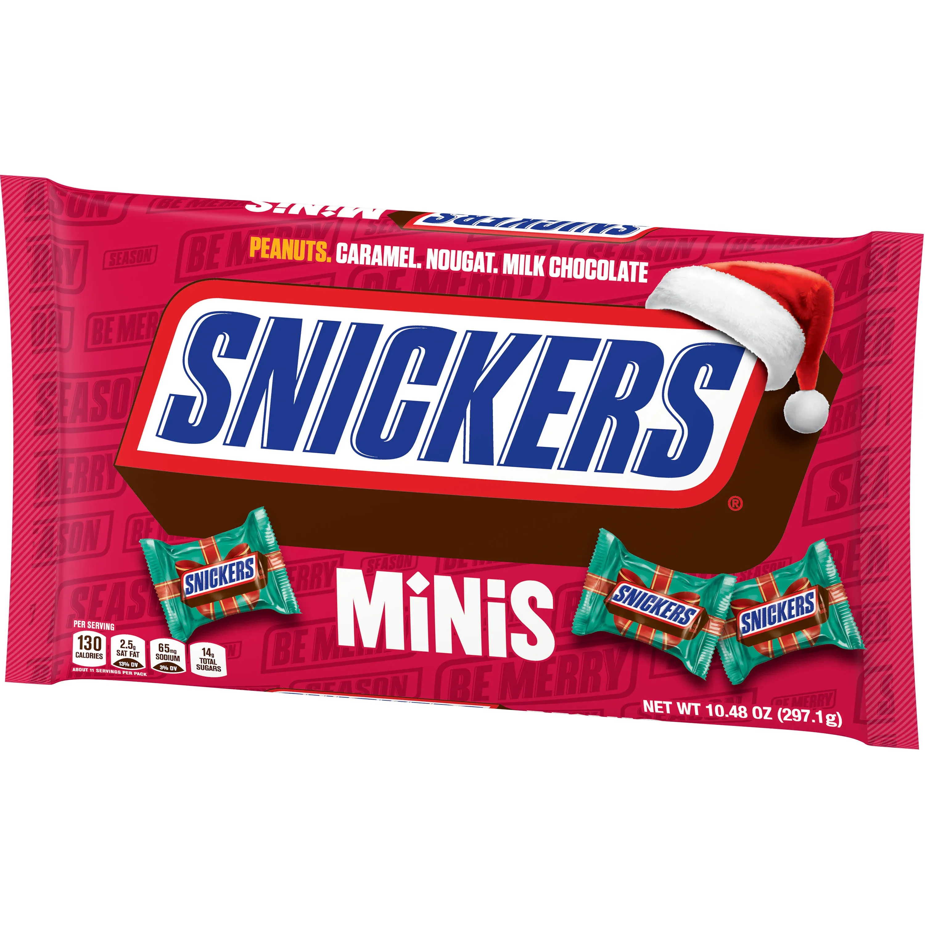 Snickers Minis Chocolate Christmas Candy Bars, Holiday Bag - 10.48 oz