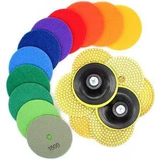 21Pack Diamond Polishing Pads 4 inch wet dry (Grits 30#-10000#) and Backer Pads Concrete diamond sanding discs Marble granite stone polishing kit