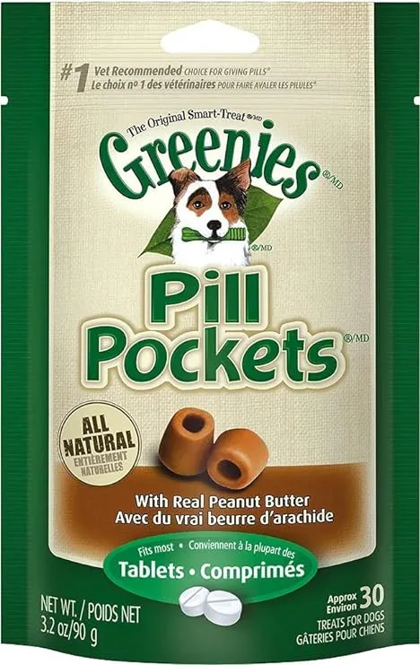 Greenies Peanut Butter Dog Pill Pockets for Tablets 1.2Lbs (6 x 3.2oz)