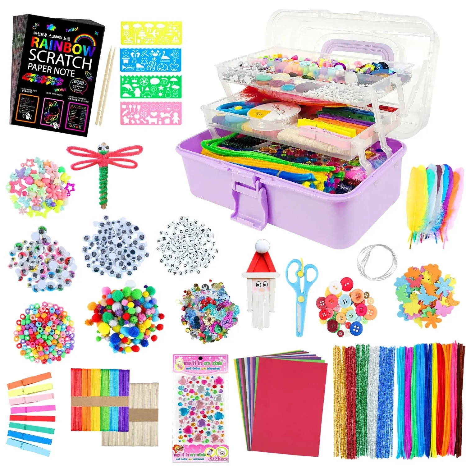 VOLINFO 1600 Pcs Arts and Crafts Supplies for Kids Girls 4 5 6 7 8 9 10 11 & 12 ...