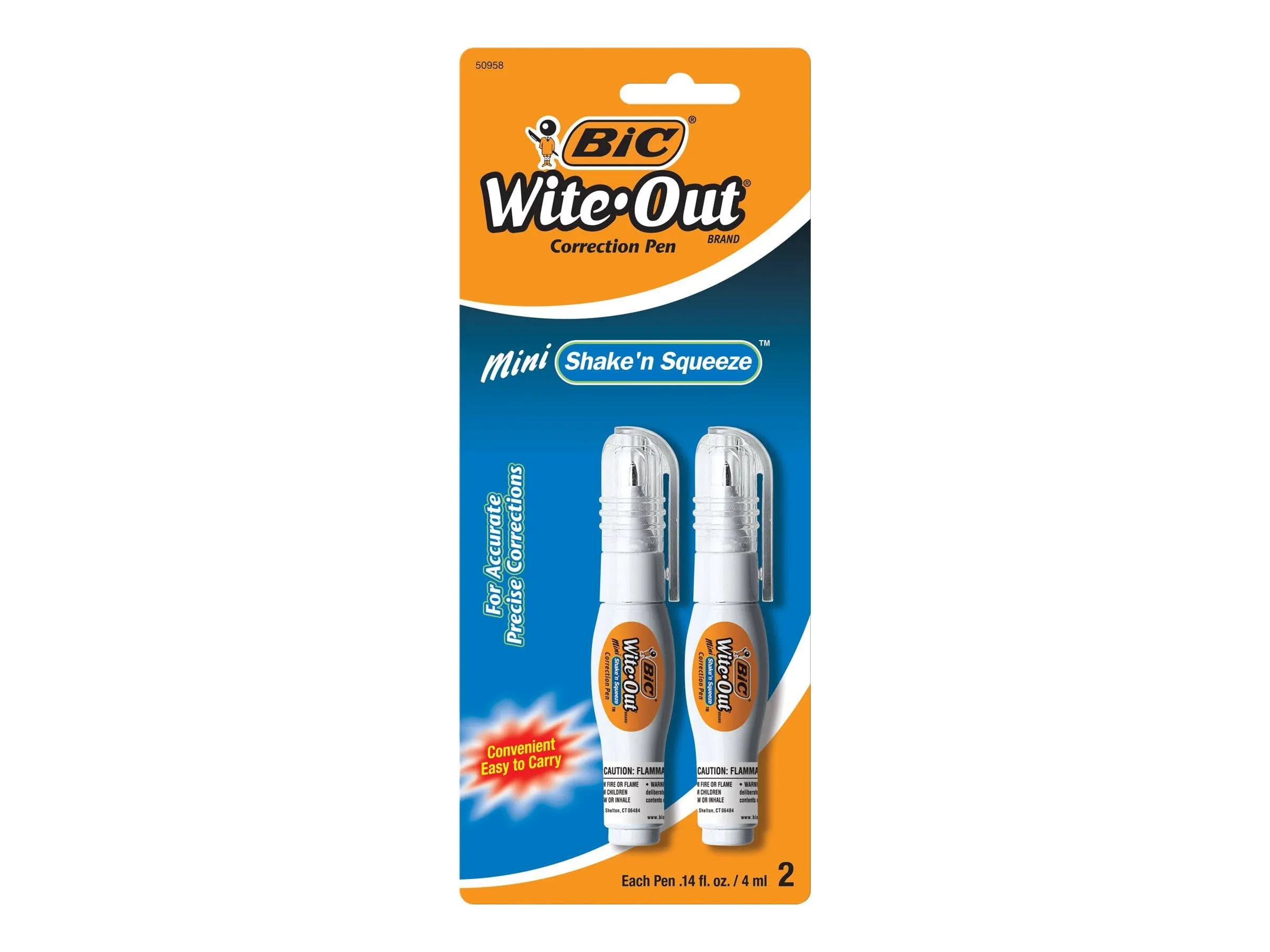 Wite-Out Shake 'n Squeeze Correction Pen, Mini - 2 pack, 0.14 fl oz pens