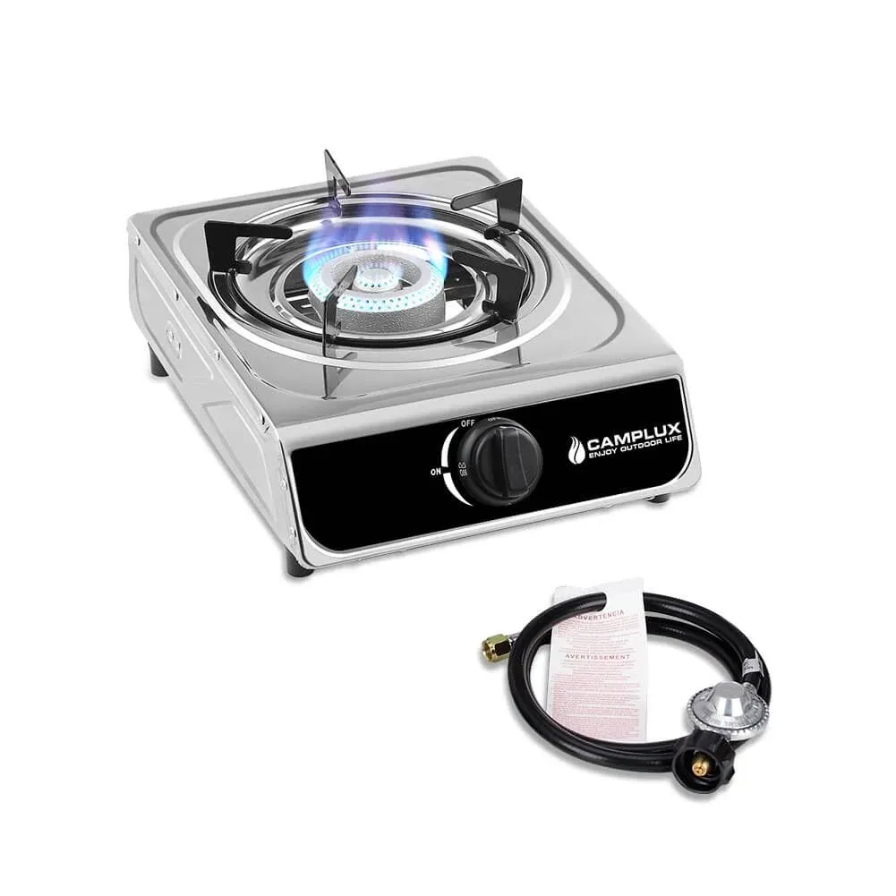 Camplux Single Burner Propane Stove 9,800 BTU, Stainless Steel Portable Gas S...