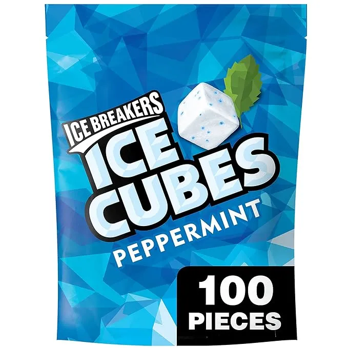 Ice Breakers Chewing Gum, Peppermint - 100 count, 8.11 oz pouch