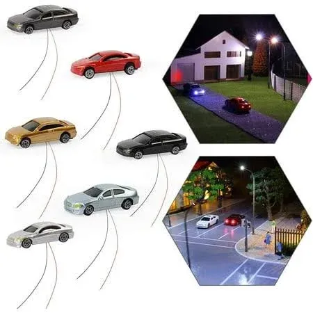 12pcs N Scale 1:160 Head Lighted Model Car Model Layout 12V EC150