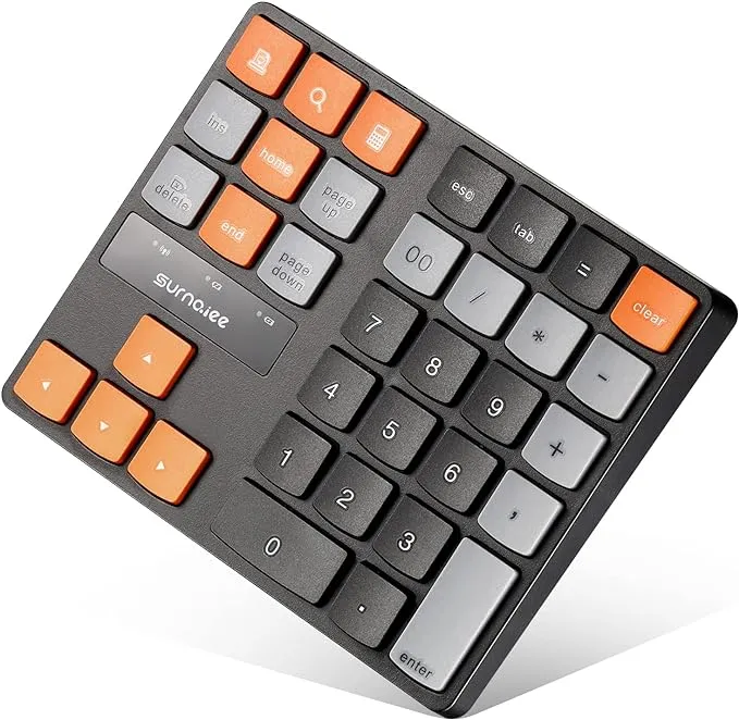 KEHIPI Bluetooth Number Pad Wireless Numeric Keypad Numpad 26 Keys Portable Mini Financial Accounting Rechargeable Numeric Pad for Laptop Desktop.