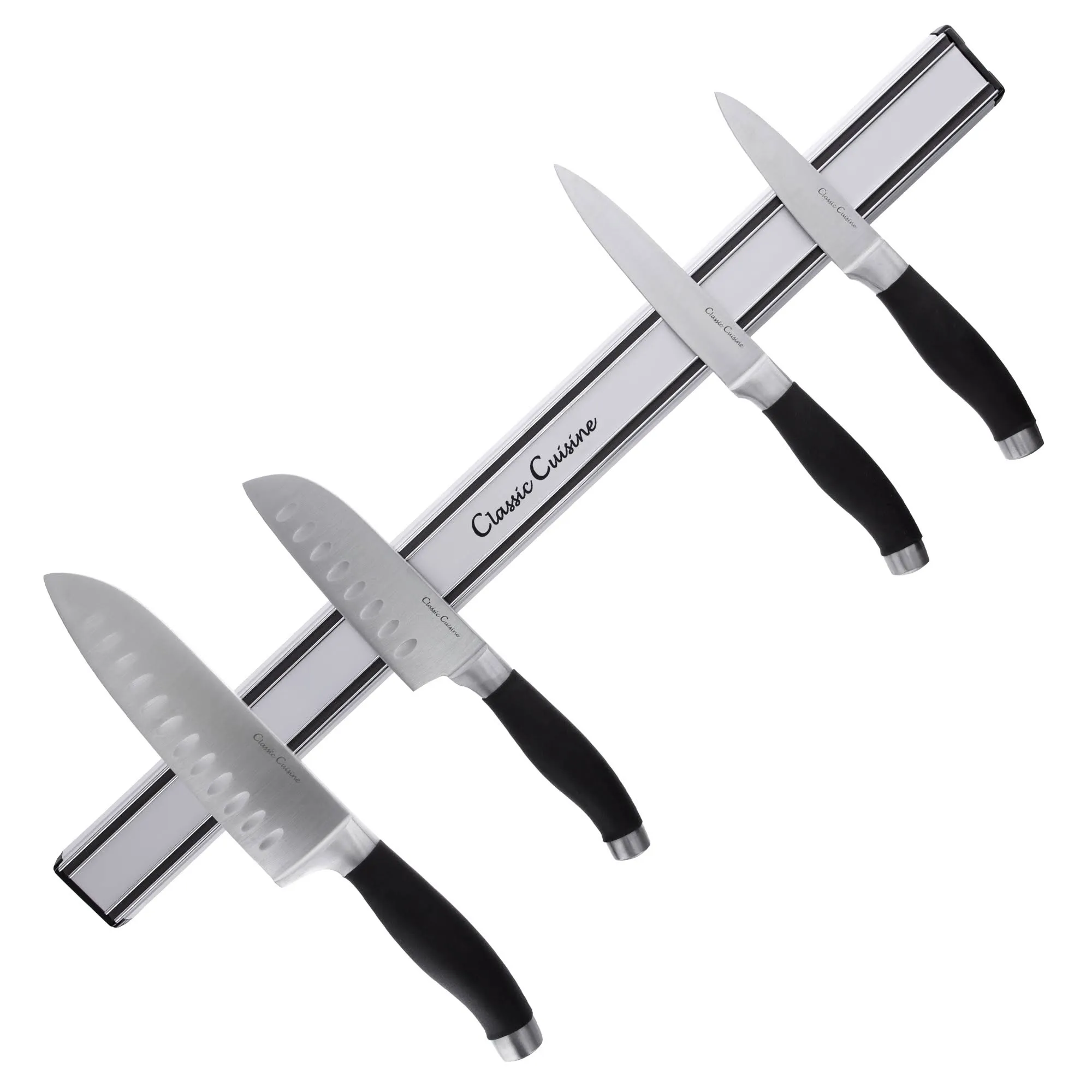 Magnetic Knife Holder for Walls - Space-Saving 22-Inch Aluminum Bar with Heavy-Duty Magnets - Safe Storage for Kitchen Utensils by Classic Cuisine