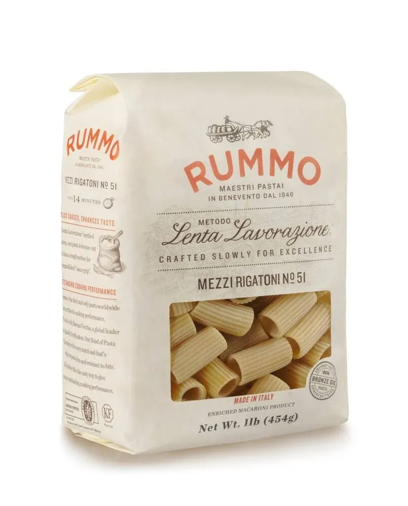 Rummo Pasta Mezzi Rigatoni, #51, 1 lb | 454g