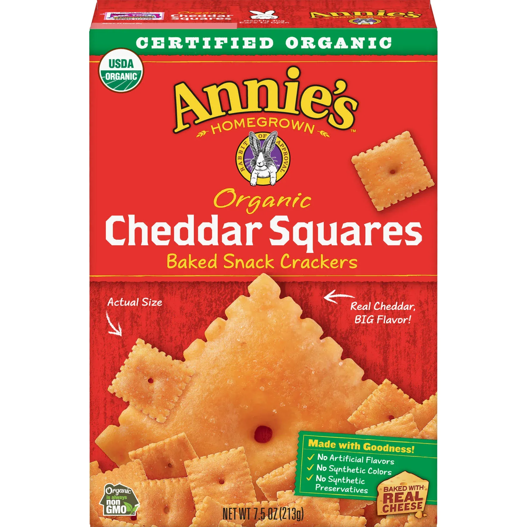 Annie's Organic Cheddar Squares Baked