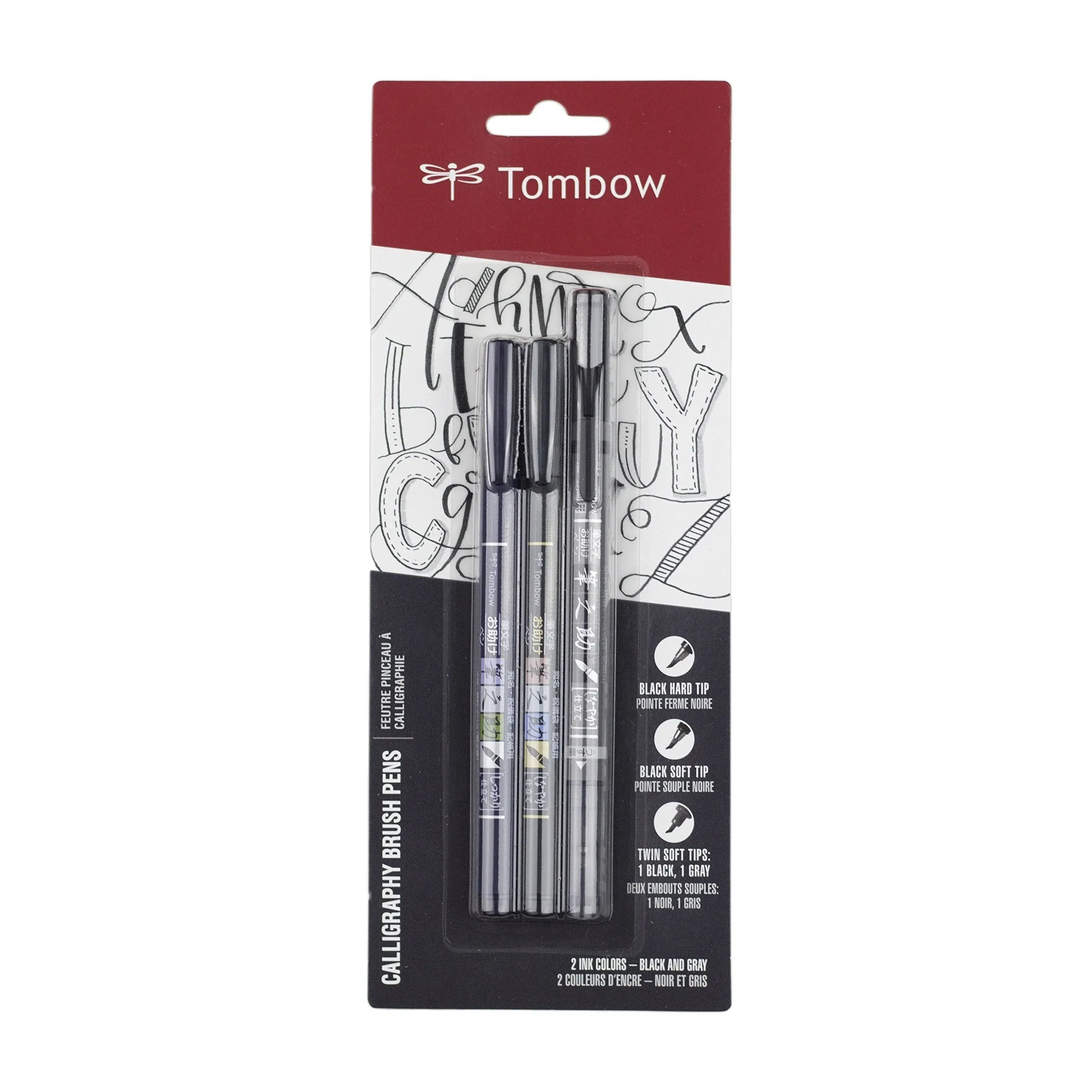 Tombow Fudenosuke Brush Pen 3-Pack