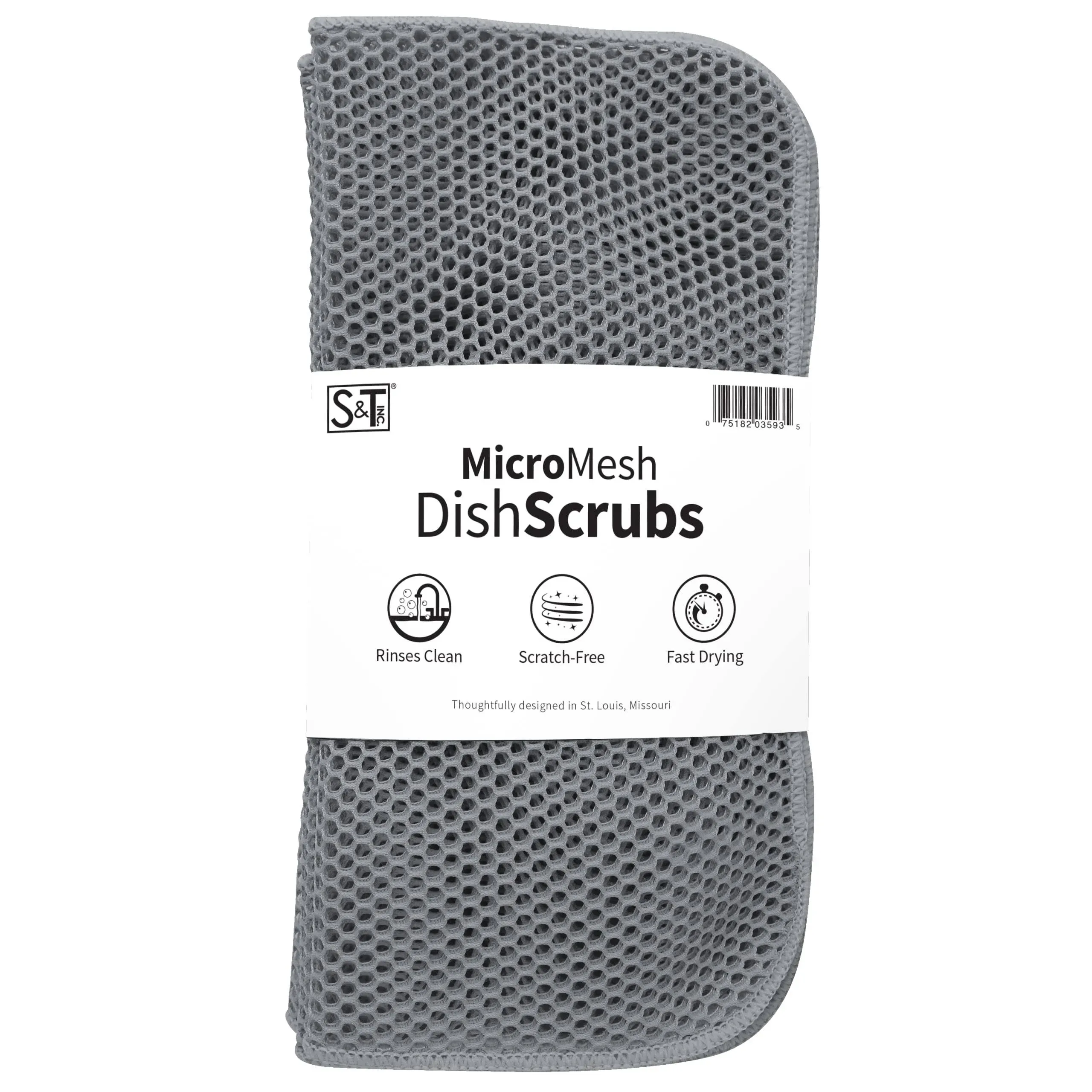 Mesh Dish Scrubber Kitchen Dish Cloths For Washing Dishes Grey 11.5 Inches X 11.