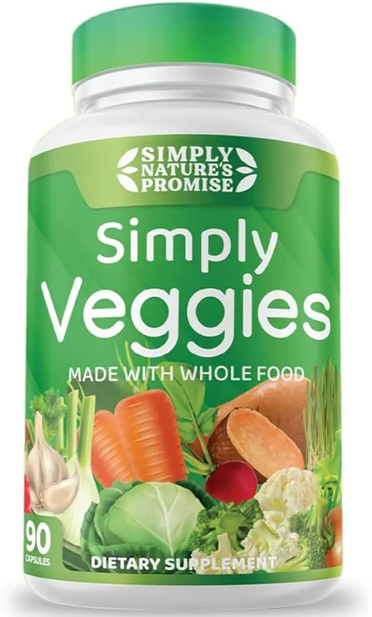 Simply Nature's Promise - 90 Veggie Capsules - Made with Whole Food Superfoods, Packed with Beta Carotene & 18 Different Vegetables - 100% Soy Free