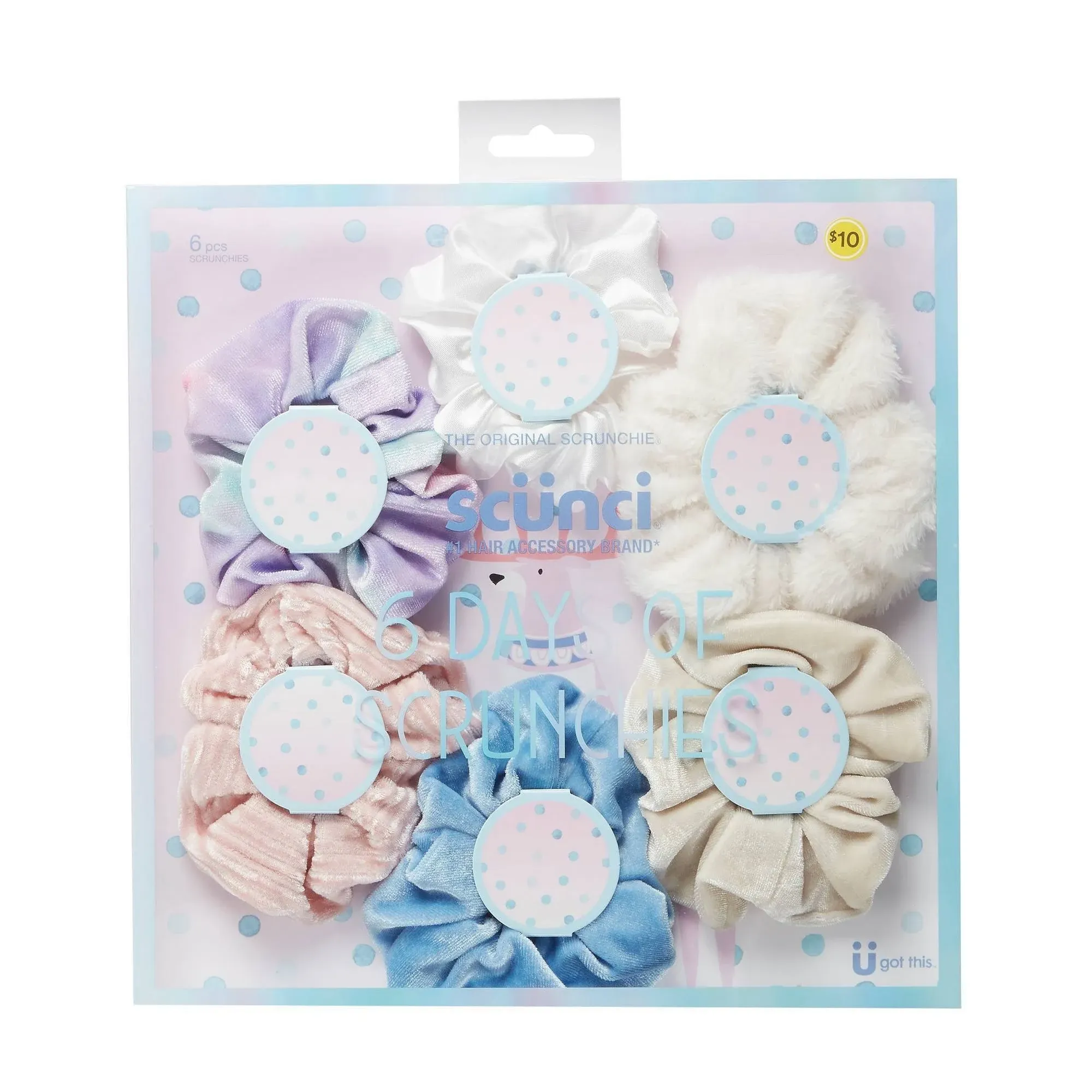 Scunci Scrunchie 6 Days of Scrunchies Hair Accessory Gift Box Set 6pc