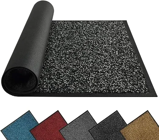 Mibao Dirt Trapper Door Mat for Indoor&Outdoor, 17" x 29.5", Anthracite Black, Washable Barrier Door Mat, Heavy Duty Non-Slip Entrance Rug Shoes Scraper, Super Absorbent Front Door Mat Carpet
