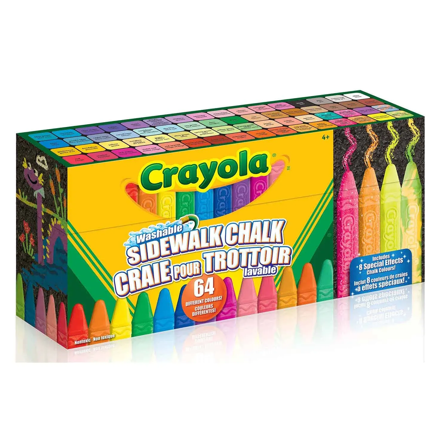 Crayola Sidewalk Chalk, Washable, 64 Count Includes 8 Special Effect Colors