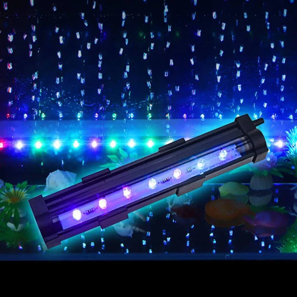 PULACO 1 Watt Aquarium Fish Tank Air Stone with Automatic Color Changing LED Lig