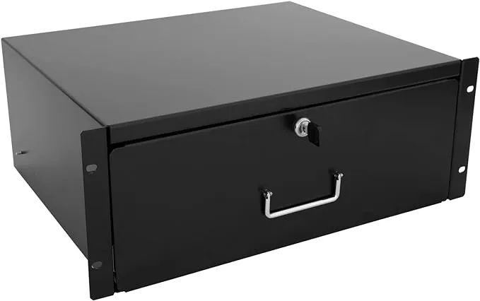 Raising Electronics 19 Inch Rack Mount DJ Lockable 14&#034;Deep Drawer with Key 4U 