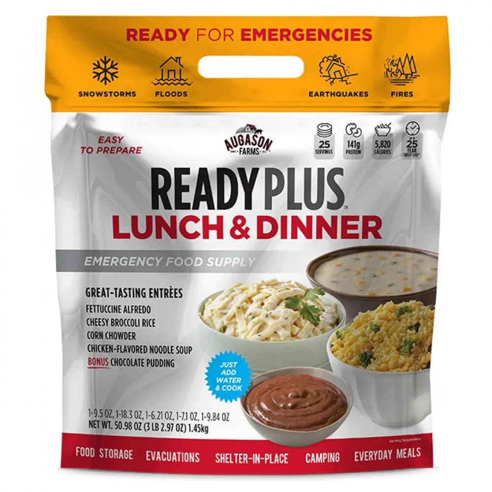 25 Servings Lunch &amp; Dinner Emergency Food Supply for Home Food Storage Camping