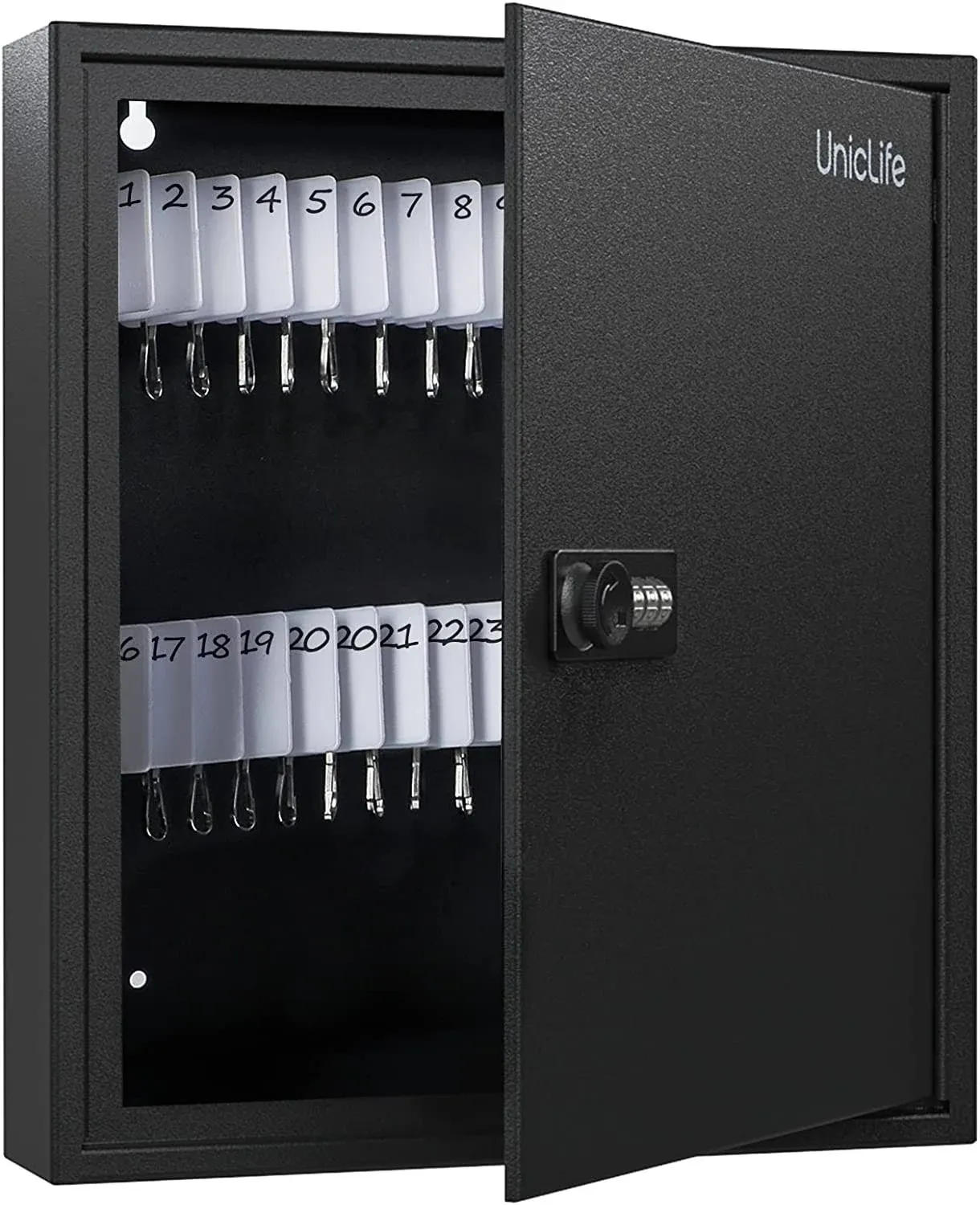 Uniclife 60-Key Slotted Key Cabinet with Combination Lock Wall Mounted Steel Key ...