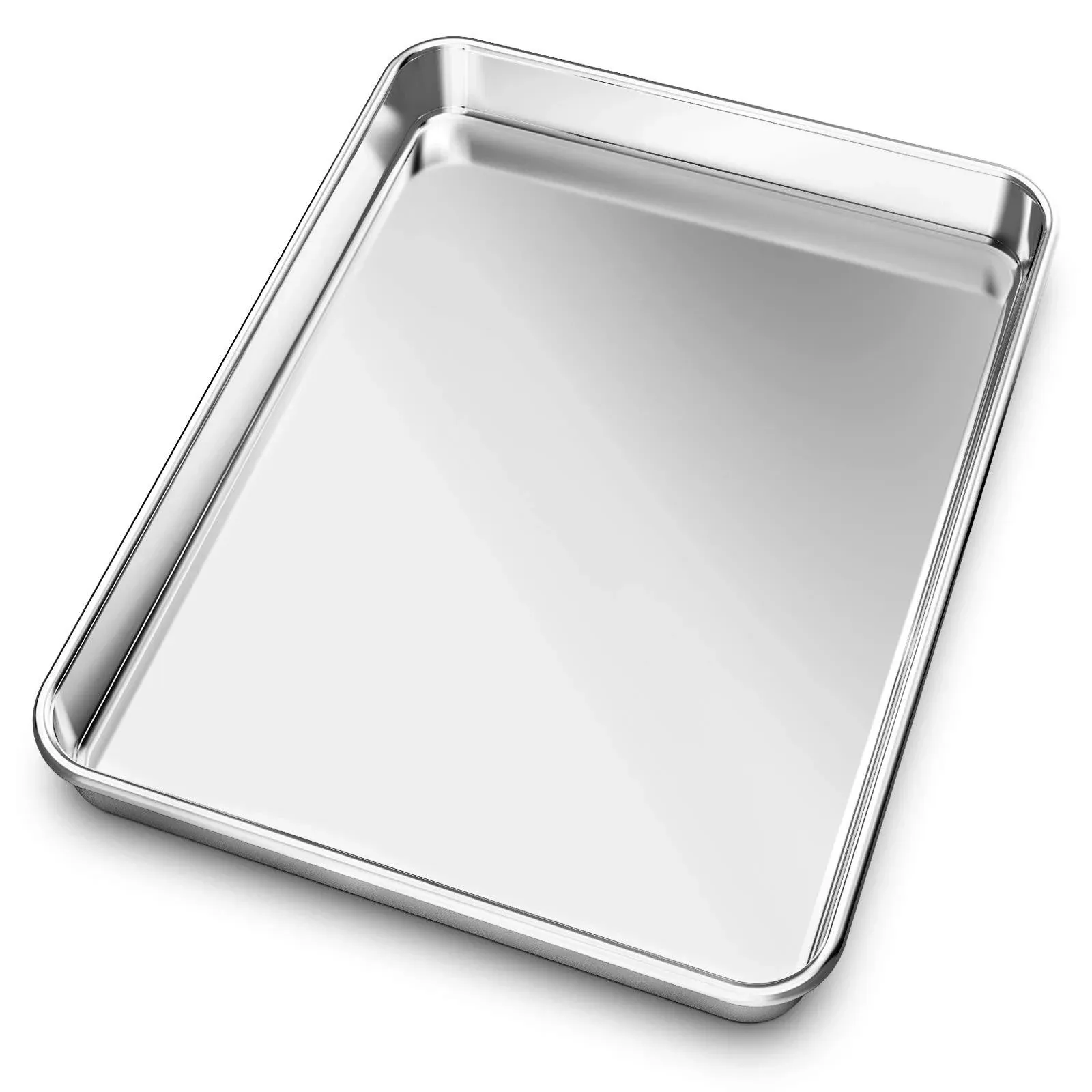 Baking Sheet, Yododo Stainless Steel Baking Pans Tray Cookie Sheet Toaster Oven Tray Pan Cookie Pan, Non Toxic & Healthy, Superior Mirror Finish & Rust Free, Easy Clean & Dishwasher Safe - 10.4 inch