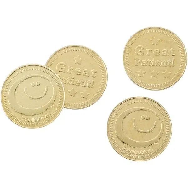 SmileMakers SmileMakers® 100 per Unit Great Patient Gold Coins Vending Machine Tokens 1 Inch - M-1160153-4929 - Case of 100