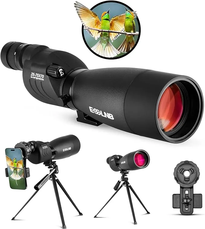 BEBANG Spotting Scope  25-75x100 Spotting Scope with Tripod and Phone Adapter  Waterproof Spotting Scope for Bird Watching  Target Shooting  Hunting