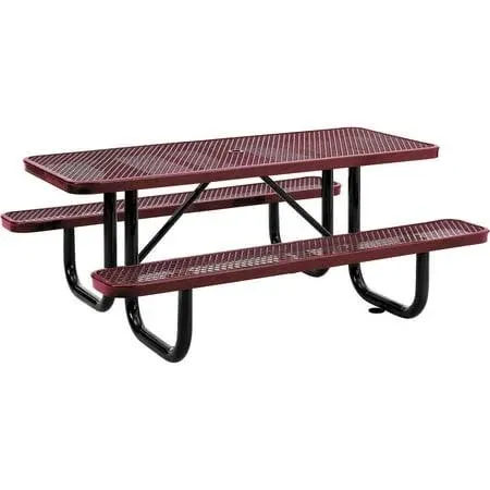 Global Industrial Expanded Steel Picnic Table Rectangular 62 x 29.5