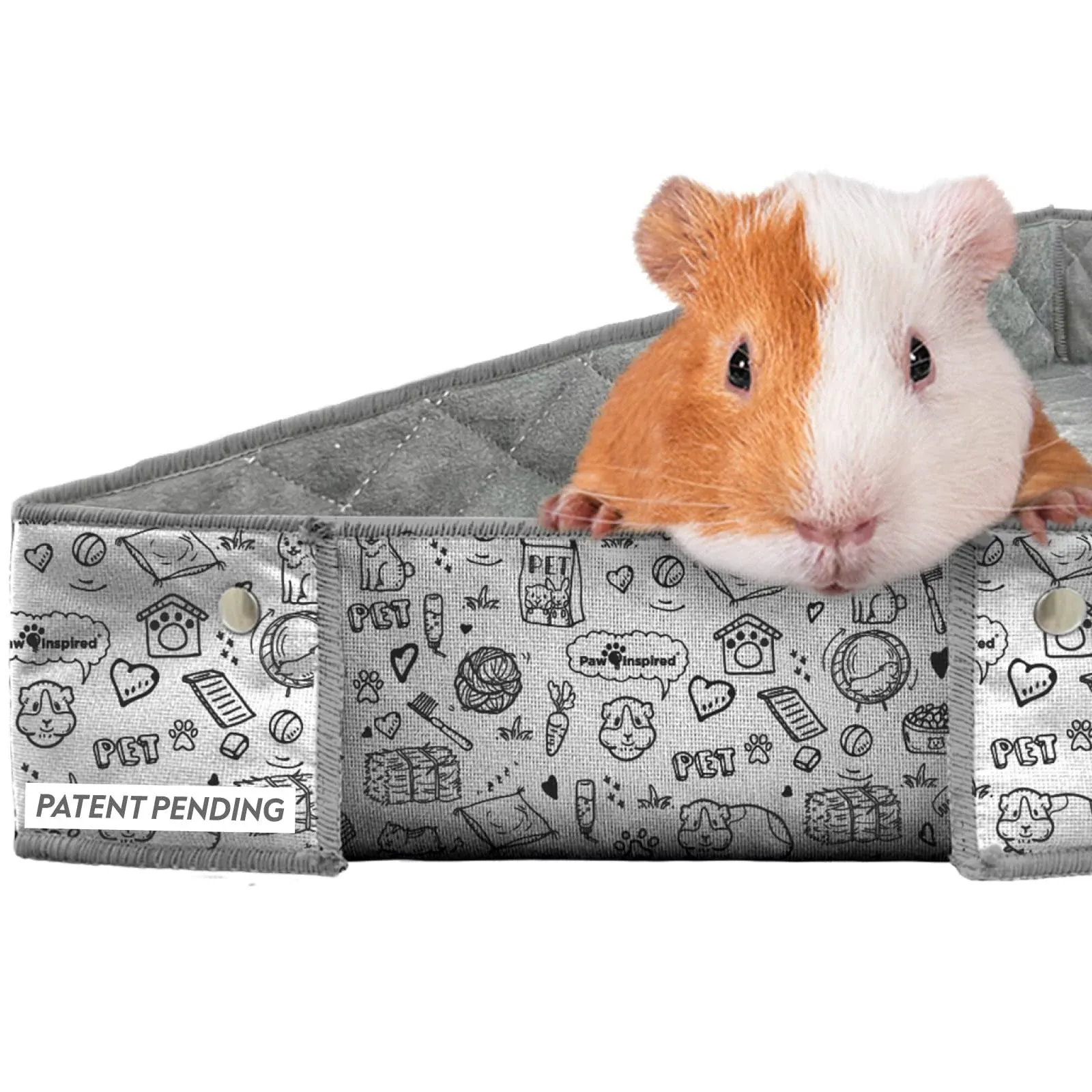 Paw Inspired Critter Box | Washable Guinea Pig Cage Liners with Raised Sides | Fleece Bedding for Guinea Pigs Rabbits, Hamsters, Small Animals | Edge Protected Pee Pads (C&C 2x5)