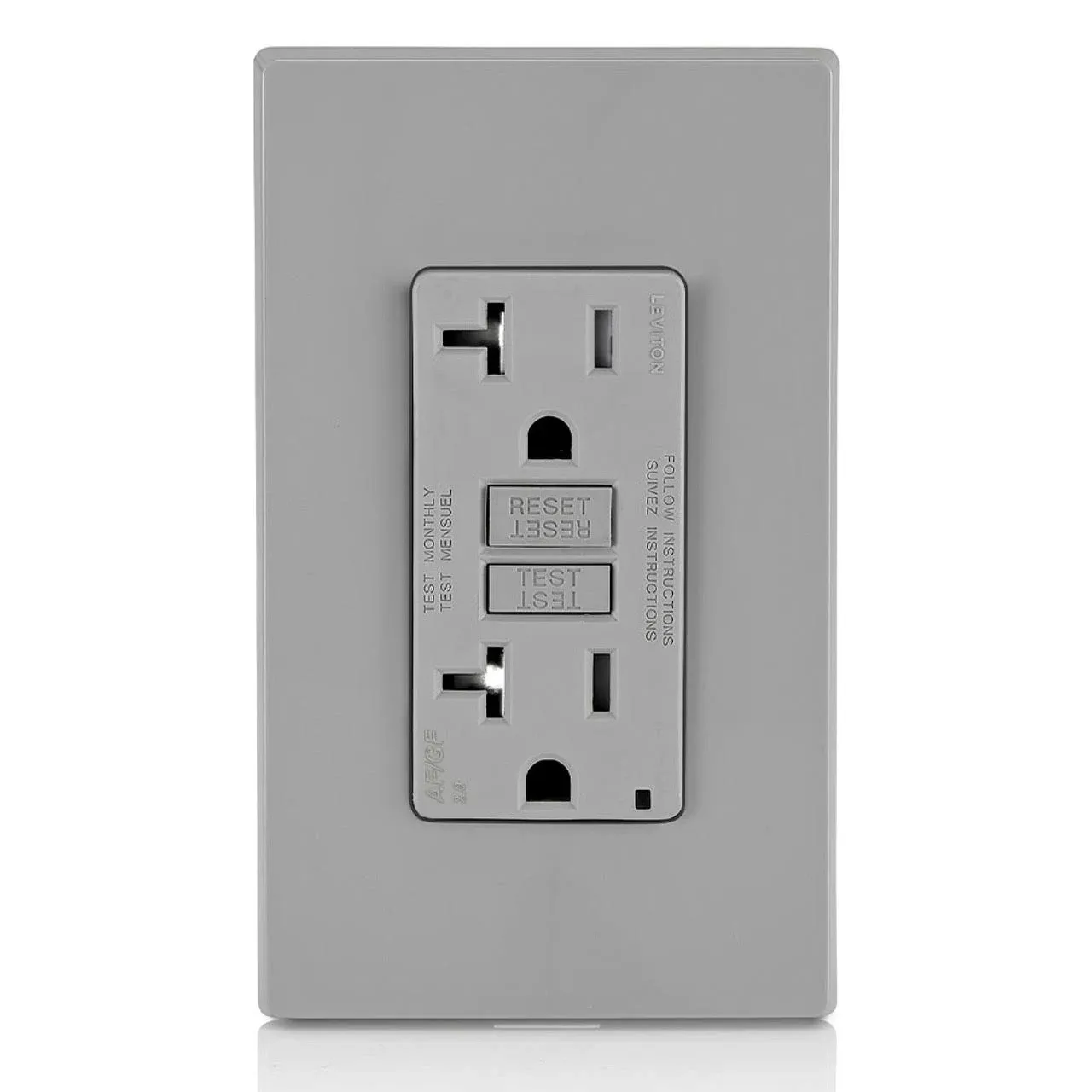 Leviton AGTR2-GY SmartlockPro Dual Function AFCI/GFCI Receptacle, 20 Amp/125V, Gray