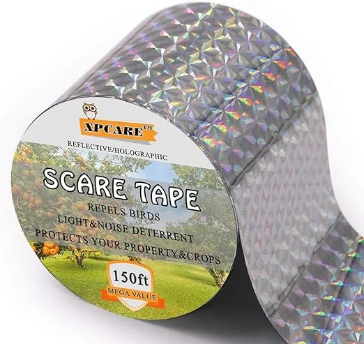 XPCARE Scare Tape Ribbon - 150ft x 2in PET Reflective Tape Keep Wildlife and Property Protected