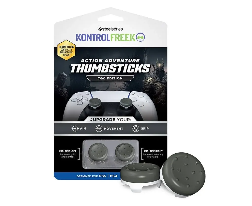 KontrolFreek CQC Classic for Playstation 4 (PS4) and Playstation 5 (PS5) Controller | Performance Thumbsticks | 2 Mid-Rise Concave | Gray/White