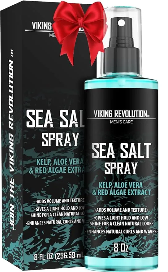 Viking Revolution Sea Salt Spray for Hair Men - Hair Texturizing Spray with Kelp, Aloe Vera & Red Algae Extract - Surf Spray to Add Volume and Texture- Sea Salt Spray for Men Beach Hair Spray (2 pack)