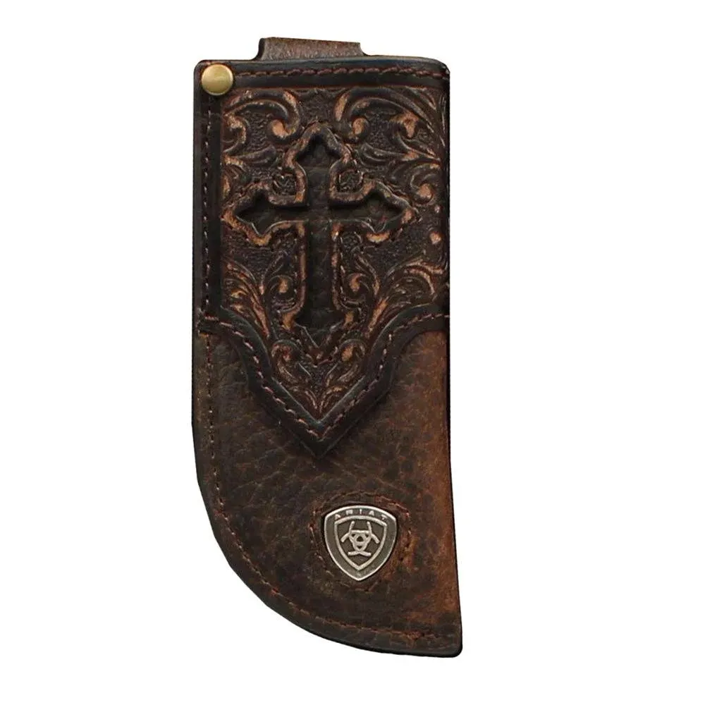 Ariat Leather Embossed Overlay with Cross Knife Sheath