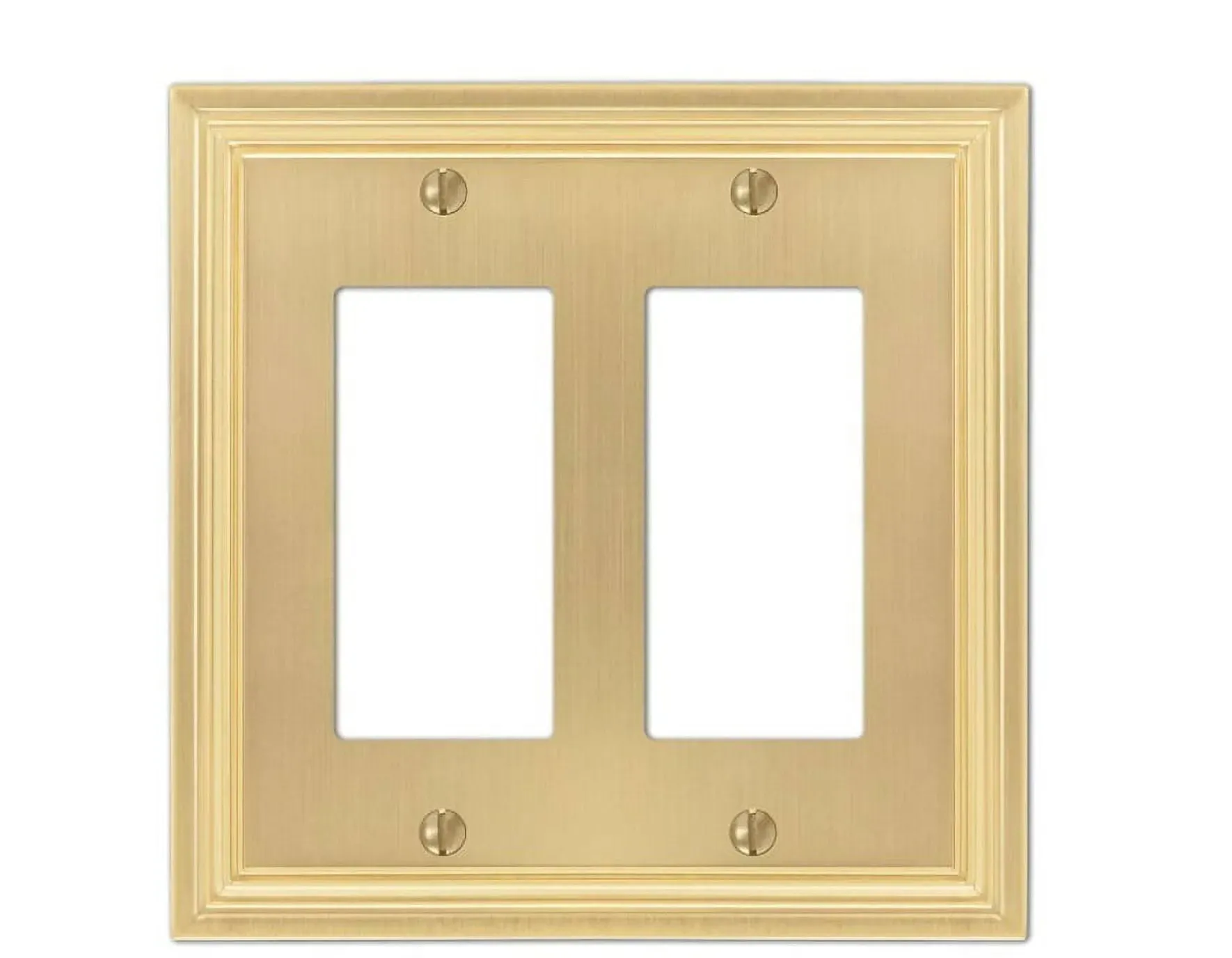 Amerelle 98RRSB Daltry Wallplate, 2 Rocker, Cast Metal, Satin Brass, 1-Pack