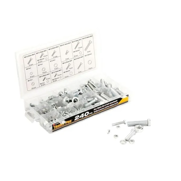 Tradespro 836344 Zinc Metric Nut and Bolt Assortment, 240-Piece