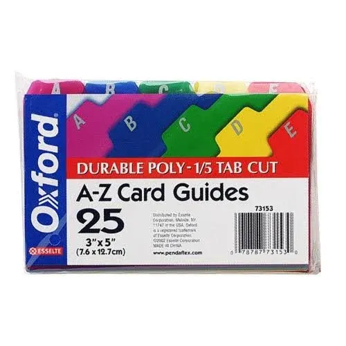 Oxford Durable Poly A-Z Card Guides