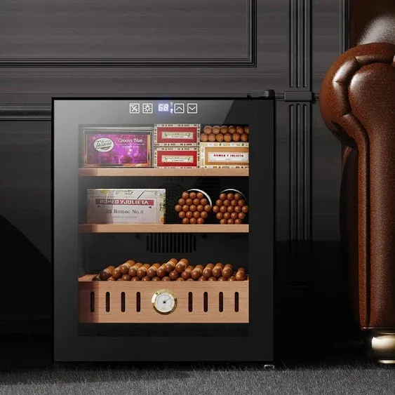 25L Electric Cigar Humidor Cooling with Spanish Cedar Wood Shelves & Hygrometer ...