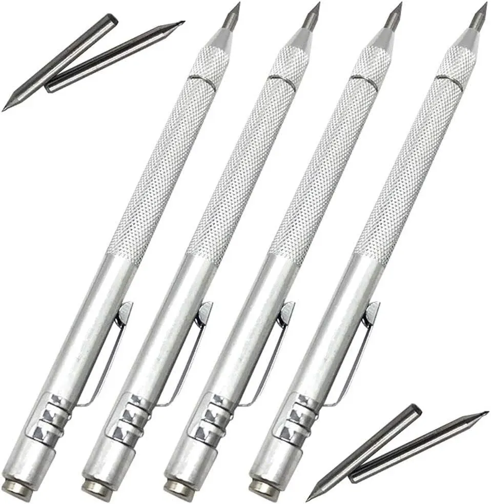 NEPAK 4 Pack Metal Scribe Tool,Tungsten Carbide Scriber Pen with Magnet, for Machinist,Engraving,Welding(with 24 Marking Tips)