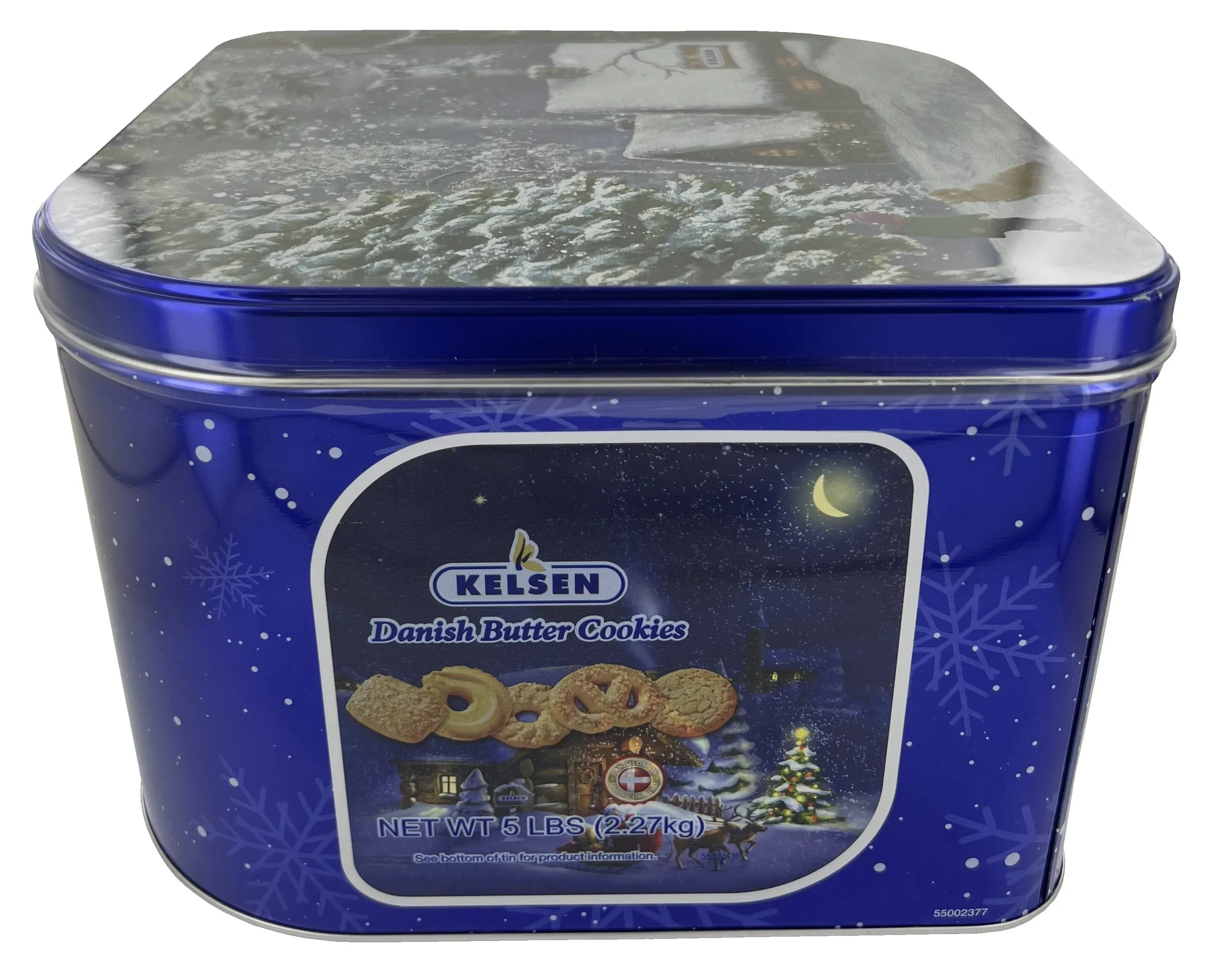 Kelsen Danish Butter Cookies in Decorative Holiday Tin, 80oz, 300 Cookies, 5 lb