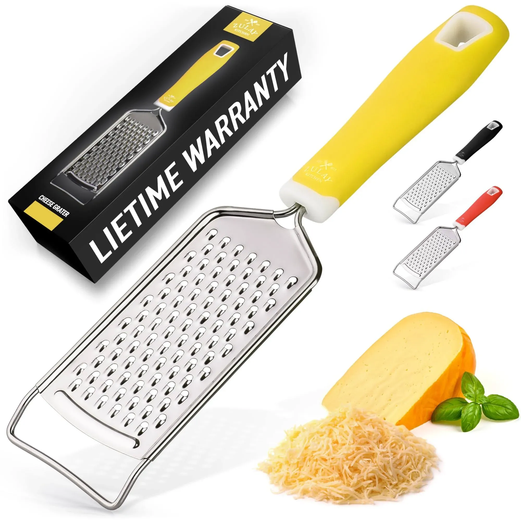 Zulay Kitchen Professional Stainless Steel Flat Handheld Cheese Grater